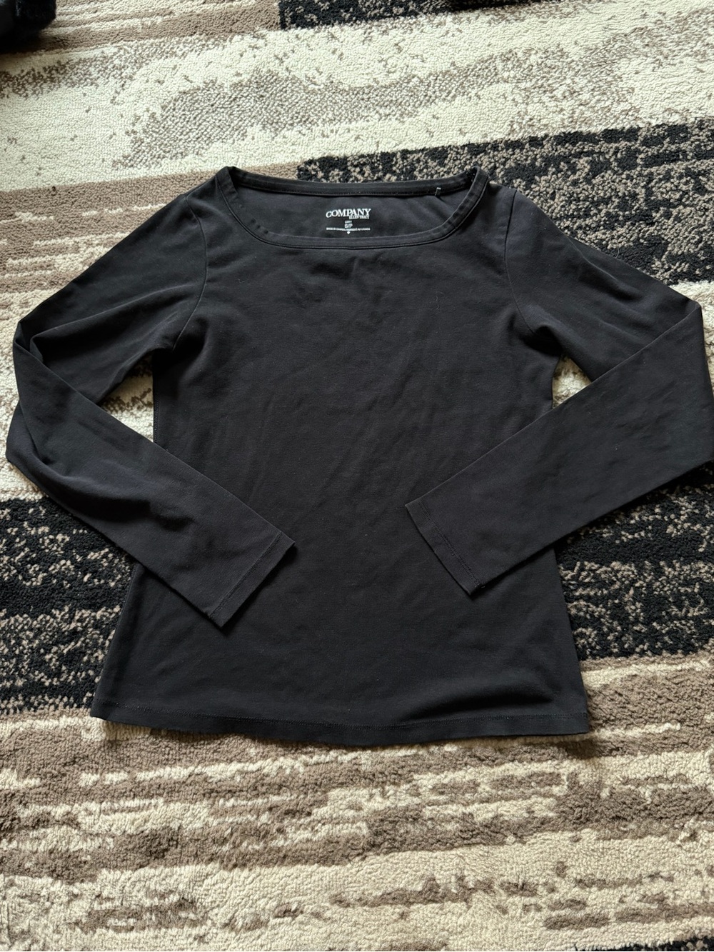 Ellen Tracy Black Long-Sleeve Boatneck Top